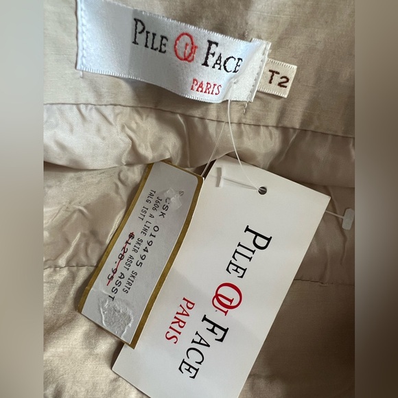 NWT Pile Ou Face Paris Tan Contrast Stitch Skirt, 6 - Picture 7 of 9